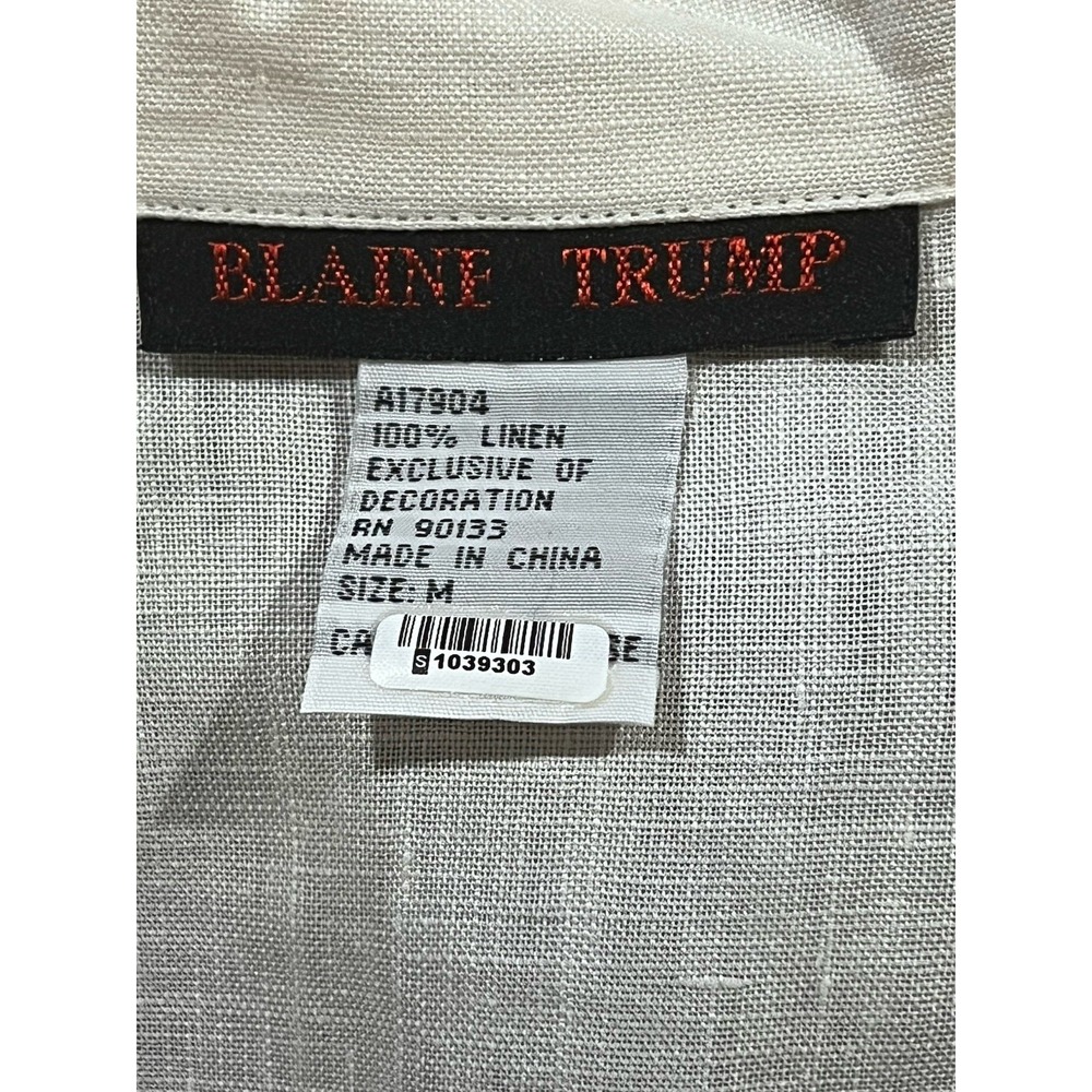 Blaine Trump Vintage Women's Shirt 100%‎ Linen Medium With Embroidery - Picture 7 of 7